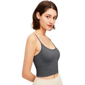 OHYOGA Women Padded Sports Bra Workout Running Shirts Yoga Tank Top Size L Gray